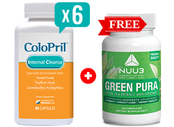 BUY 6 BOTTLES OF COLOPRIL <br>+ GREEN PURA FREE